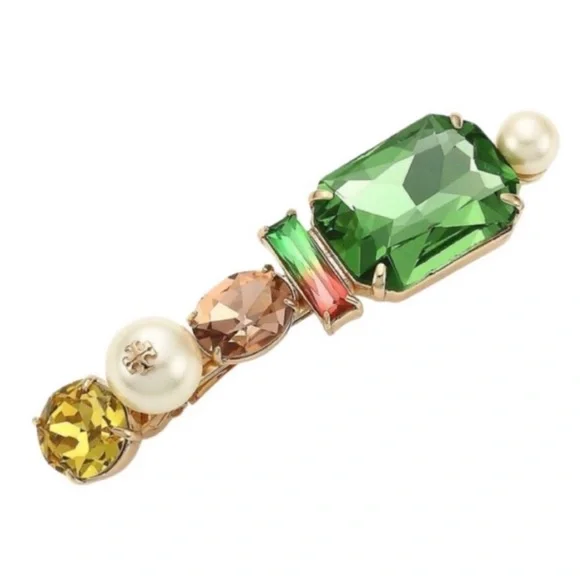 tory Burch holiday sale Roxanne hair clip Auth Tory Burch Gold Yellow Embellished Roxanne Hair  main image 3